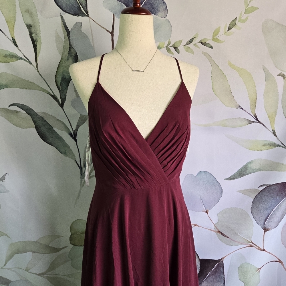 DB STUDIO | Spaghetti Strap Full Skirt Dress in Wine sz 6 - Picture 3 of 12